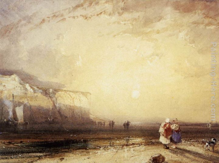 Sunset in the Pays de Caux painting - Richard Parkes Bonington Sunset in the Pays de Caux art painting